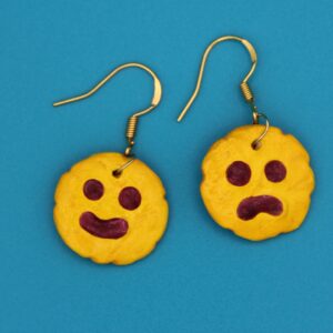 Smiley Face + Frowny Face Jam Sugar Cookie Pan Dulce Dangle Earrings